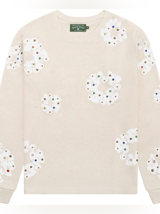 Denim Tears Other - Denim Tears Embellished Cream Waffle-Knit sweatshirt